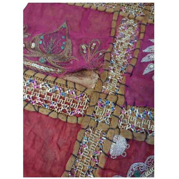 Handmade Tapestry Table Cover Quilt Sequins Embroidery Christmas Holiday Decor - Picture 9 of 15